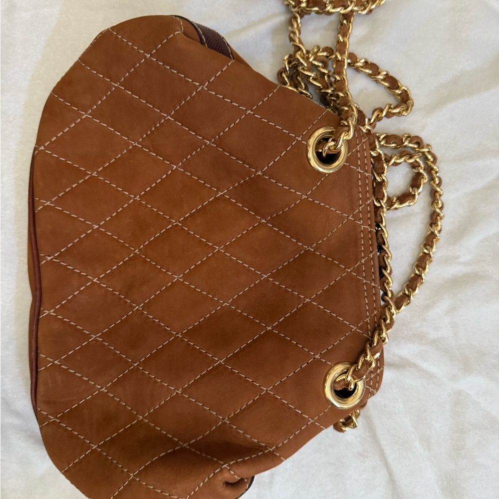 Quilted Brown Chain Shoulder Bag
